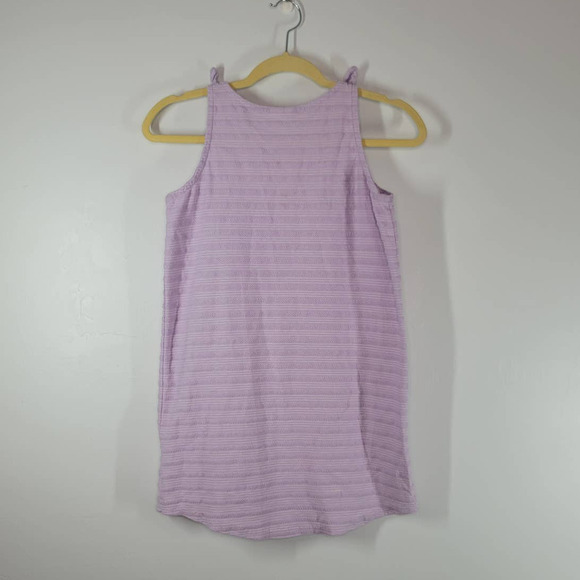 Hanna Andersson Kids Girls Striped Cotton Tie Straps Dress Purple White Size 10 - Picture 2 of 5
